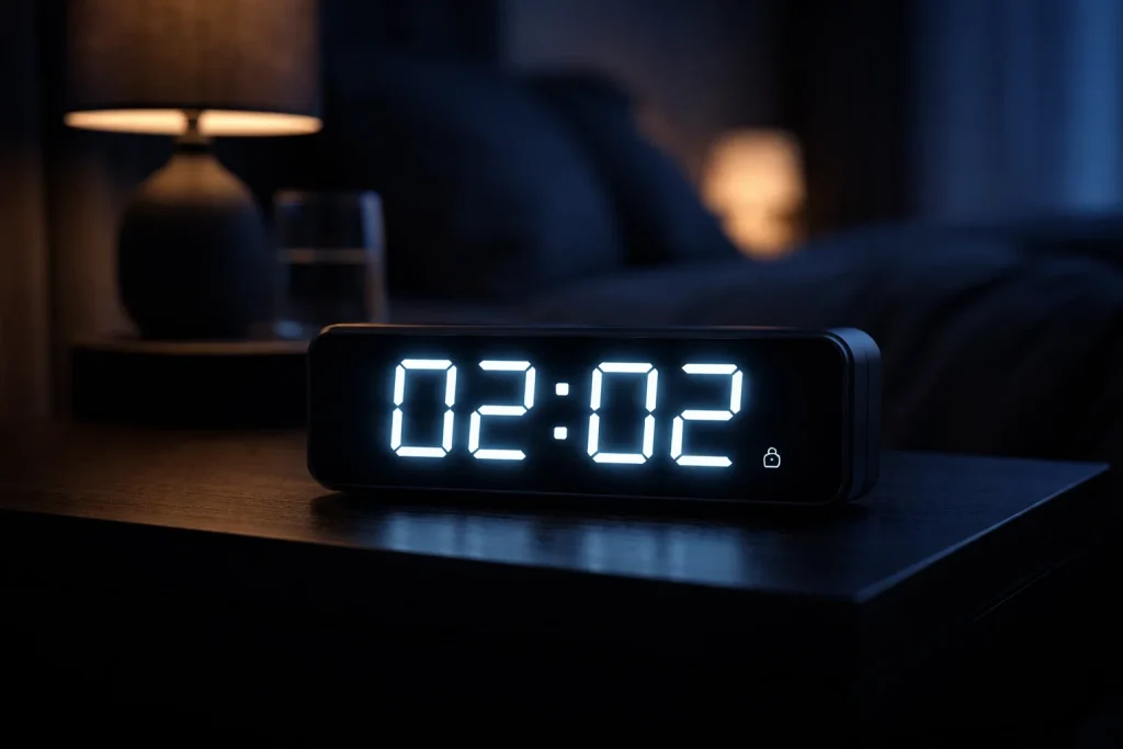 Ora doppia 02-02 su orologio digitale, simbolismo numerologico e spirituale